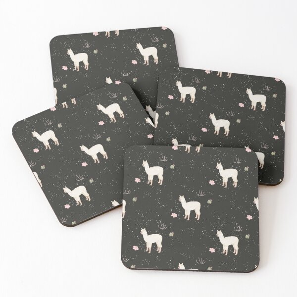 Item preview, Cute Watercolor Llama with Pink Flowers Charcoal Black Pattern designed and sold by svitlaarty.