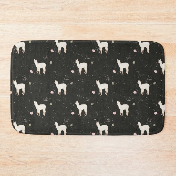 Item preview, Cute Watercolor Llama with Pink Flowers Charcoal Black Pattern designed and sold by svitlaarty.
