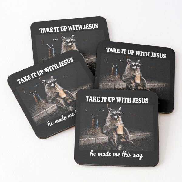 Item preview, Take It Up With Jesus, Funny Christian Raccoon 2 designed and sold by haloochichi.