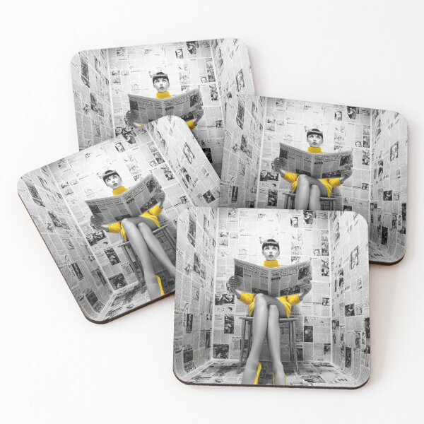 Item preview, Yellow Fashion Editorial – Newspaper Aesthetic Girl Illustration designed and sold by EatPrayLive.