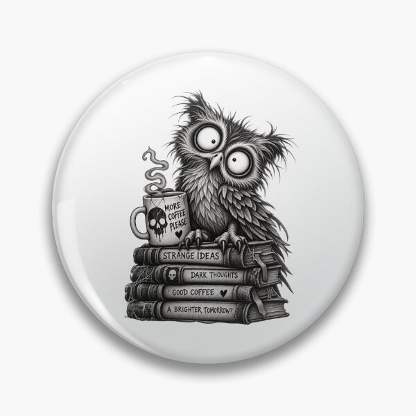 Item preview, More Coffee Please – Creepy Owl Gothic Coffee designed and sold by UnglaublichGut.
