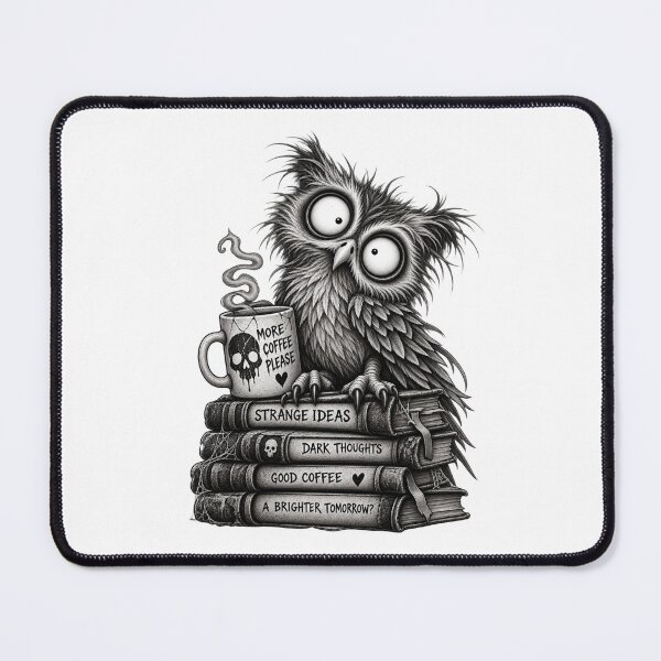 Item preview, More Coffee Please – Creepy Owl Gothic Coffee designed and sold by UnglaublichGut.