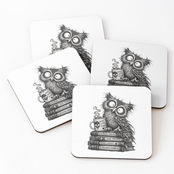 Item preview, More Coffee Please – Creepy Owl Gothic Coffee designed and sold by UnglaublichGut.