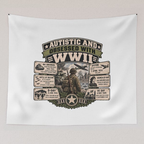 Item preview, Autistic And Obsessed With WWII - World War 2 History Buff Facts  designed and sold by Neurospicy Trolls.