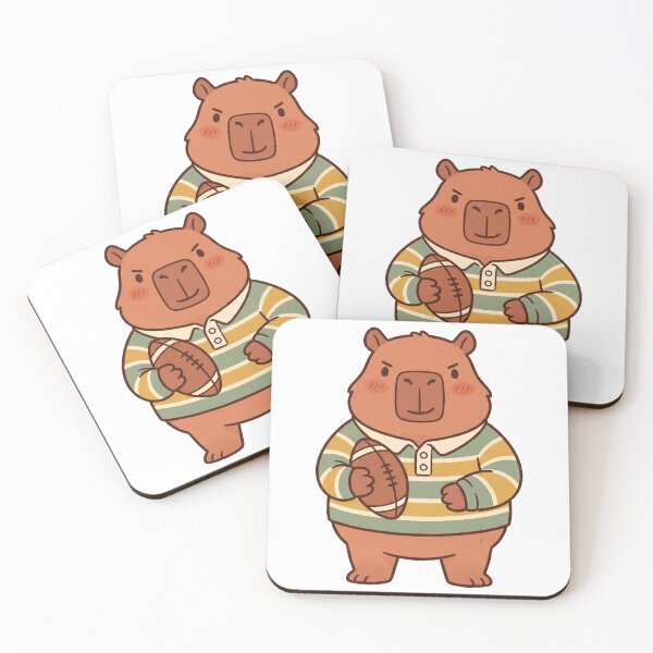 Item preview, Cute Capybara Playing Rugby Kawaii Sport designed and sold by DofinaSur.