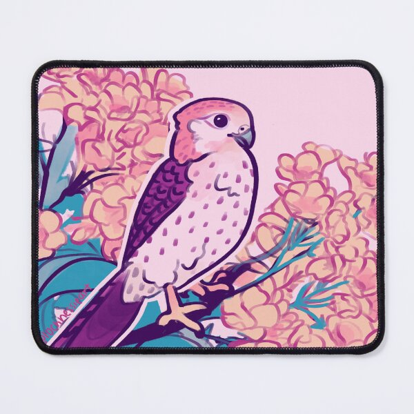 Item preview, Kestrel Among Pink Flowers Pastel Bird Illustration designed and sold by FabienDutoit.