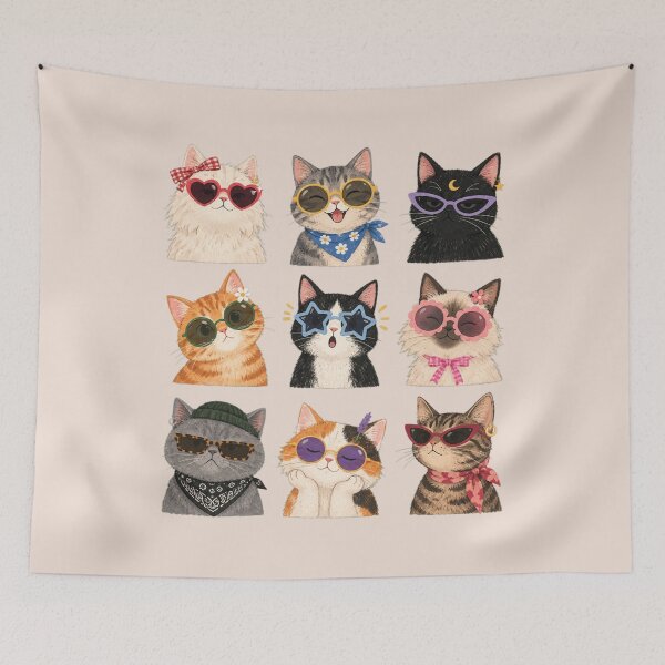 Item preview, Retro Cat, Cool Cat with Sunglasses, Groovy 70s Kitty, Colorful Vintage Cat Aesthetic, Funky Cat Mom Gift, Cat Lover Gift designed and sold by Quiajia.