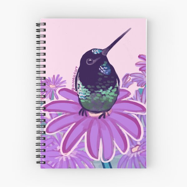 Item preview, Hummingbird on Purple Flower Colorful Botanical Illustration designed and sold by FabienDutoit.