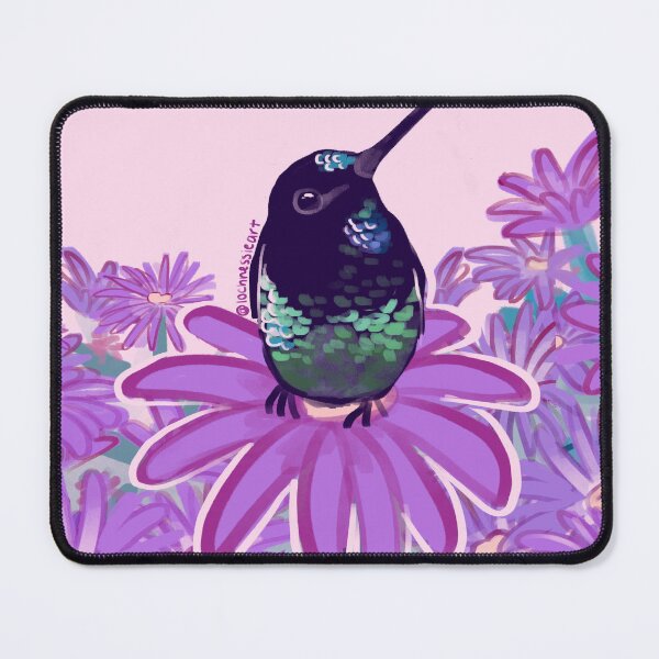Item preview, Hummingbird on Purple Flower Colorful Botanical Illustration designed and sold by FabienDutoit.