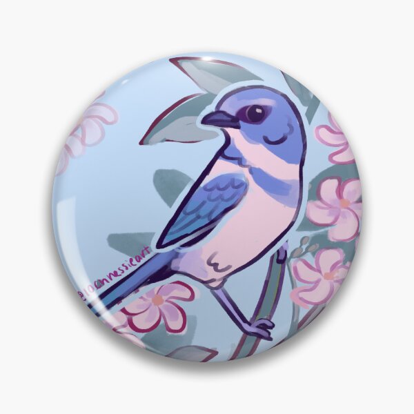 Item preview, Blue Jay Among Pink Blossoms Pastel Bird Illustration designed and sold by FabienDutoit.