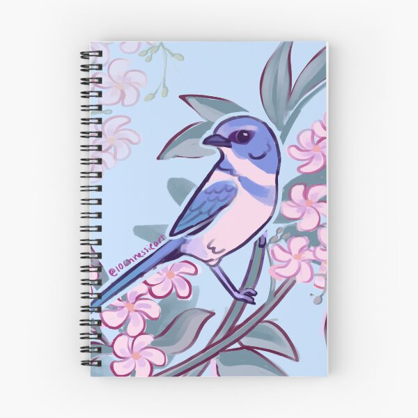 Item preview, Blue Jay Among Pink Blossoms Pastel Bird Illustration designed and sold by FabienDutoit.