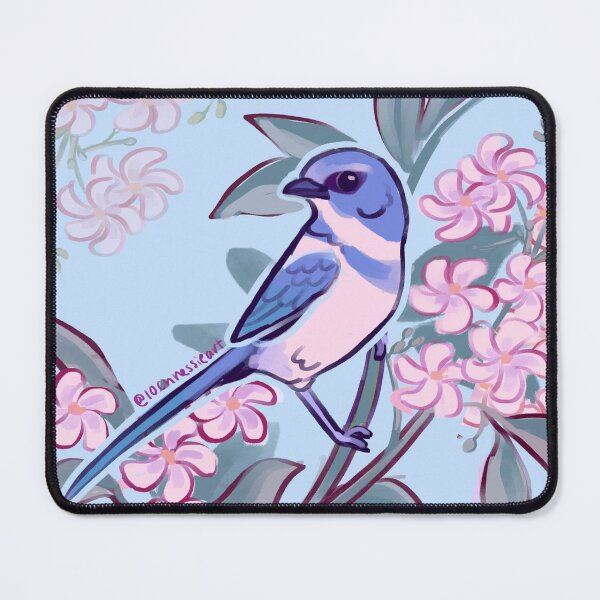 Item preview, Blue Jay Among Pink Blossoms Pastel Bird Illustration designed and sold by FabienDutoit.