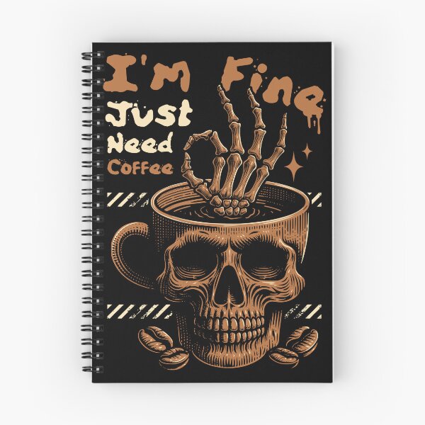 Item preview, I'm Fine Just Need Coffee Skull Tee | Funny Coffee Lover Shirt | Skeleton Graphic Tshirt Men designed and sold by vec4u.