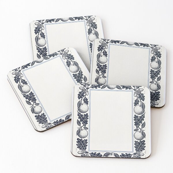 Item preview, Navy Pomegranate Folk Art Frame designed and sold by ArtlightStudio.