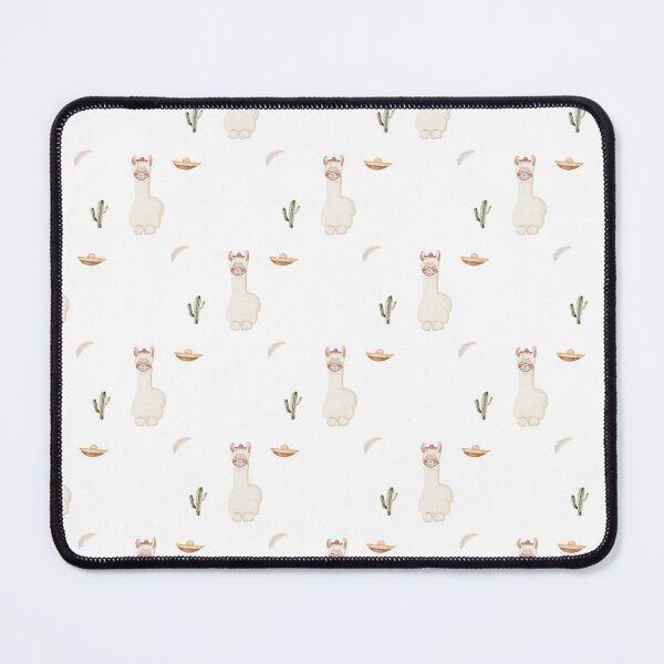 Item preview, Cute Watercolor Llama with Sombrero and Cactus White Pattern designed and sold by svitlaarty.