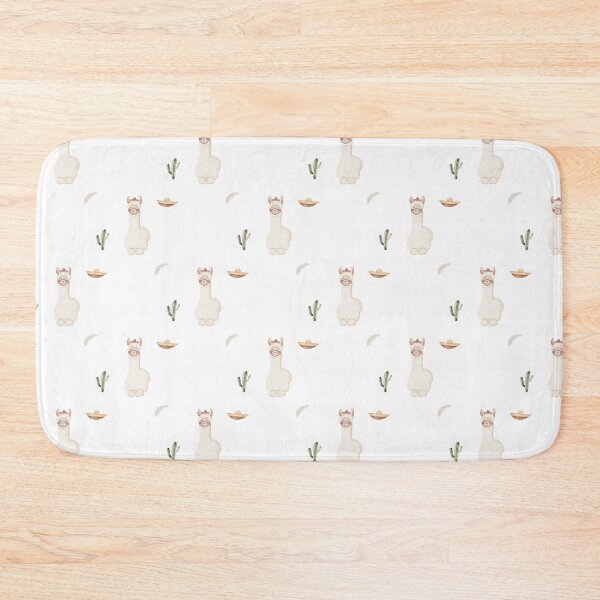 Item preview, Cute Watercolor Llama with Sombrero and Cactus White Pattern designed and sold by svitlaarty.