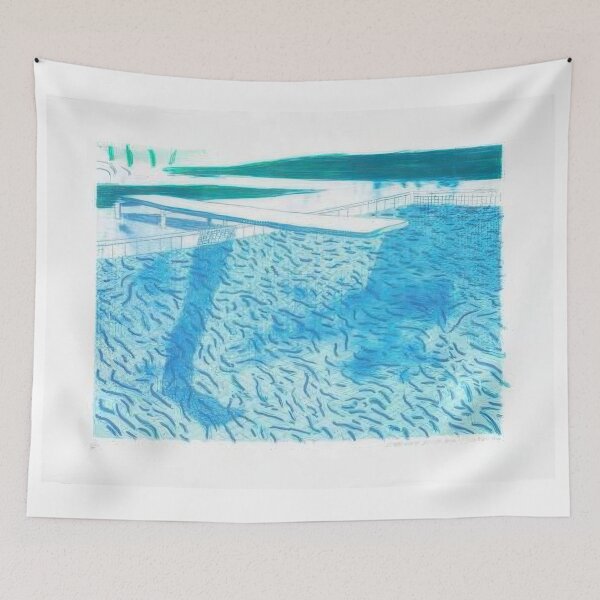 Item preview, David Hockney -  Lithograph Of Water Made Of Thick And Thin Lines And Two Light Blue Washes - Signed Print by David Hockney undefinedr designed and sold by LILLIANSTRANGEy.