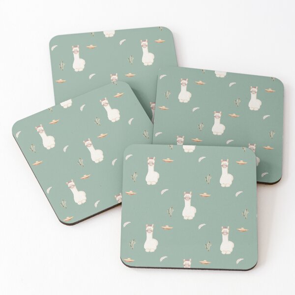 Item preview, Cute Watercolor Llama with Sombrero Sage Olive Green Pattern designed and sold by svitlaarty.