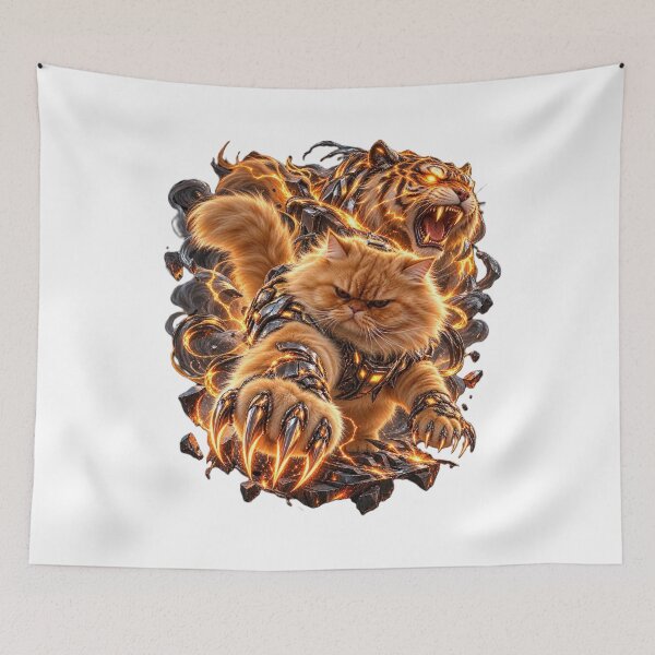 Item preview, Epic Cat Warrior Tiger Flame Fantasy designed and sold by tanaphon2333.