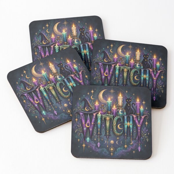 Item preview, Witchy Candle Coven for Celestial Cat Witches designed and sold by POD DYNASTY | Original Print On Demand T-Shirt Graphics.