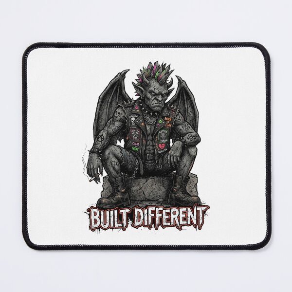 Item preview, Built Different - Punk Gargoyle with Bat Wings, Spiked Vest & Cigarette Art designed and sold by StickVerse by Owais.