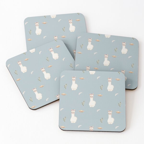 Item preview, Cute Watercolor Llama with Sombrero Dusty Blue Pattern designed and sold by svitlaarty.