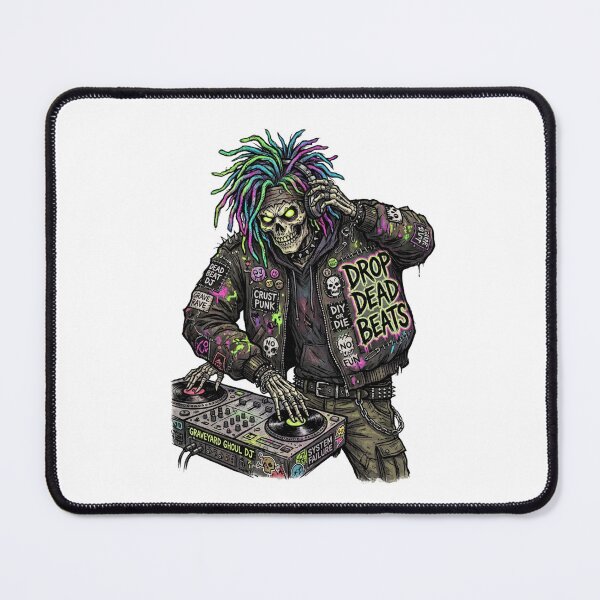 Item preview, Drop Dead Beats - Punk Skeleton DJ with Neon Dreads & Turntable Art designed and sold by StickVerse by Owais.