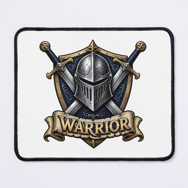 Item preview, Fighter Class Emblem Armored Knight Helmet Shields Battle Axes RPG Warrior designed and sold by CleverRaccoon.