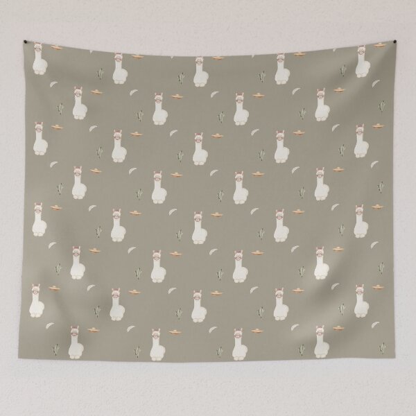 Item preview, Cute Watercolor Llama with Sombrero Warm Taupe Pattern designed and sold by svitlaarty.