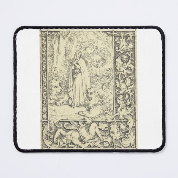 Item preview, Antique Maiden and Lions Woodcut Illustration designed and sold by Antique Science Press.