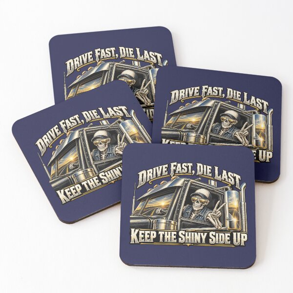 Item preview, Drive Fast, Die Last - Skeleton Trucker Art - Keep The Shiny Side Up designed and sold by NomadForge.