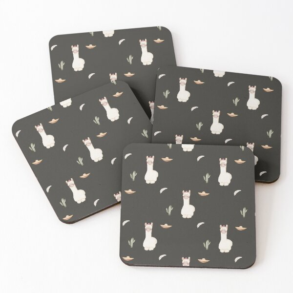 Item preview, Cute Watercolor Llama with Sombrero Charcoal Black Pattern designed and sold by svitlaarty.