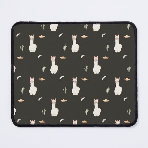 Item preview, Cute Watercolor Llama with Sombrero Charcoal Black Pattern designed and sold by svitlaarty.