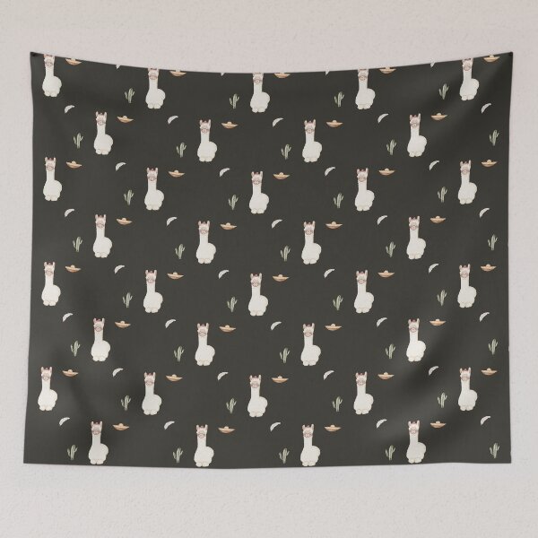 Item preview, Cute Watercolor Llama with Sombrero Charcoal Black Pattern designed and sold by svitlaarty.