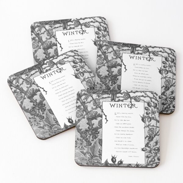 Item preview, Vintage Winter Poem Bird and Botanical Engraving designed and sold by Antique Science Press.