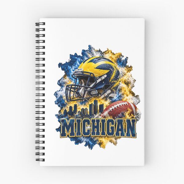 Item preview, Michigan Football Helmet Blue And Gold Smoke Skyline designed and sold by dartoffofo⭐⭐⭐⭐⭐.