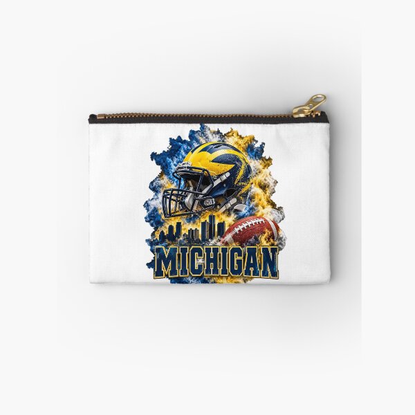 Item preview, Michigan Football Helmet Blue And Gold Smoke Skyline designed and sold by dartoffofo⭐⭐⭐⭐⭐.
