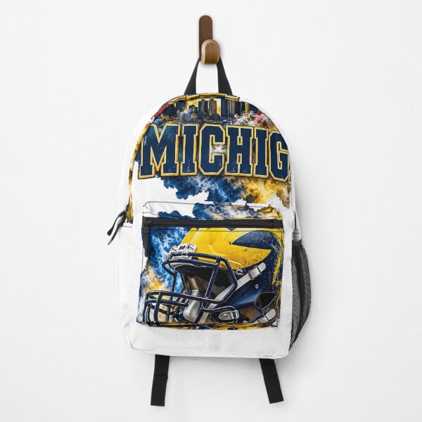 Item preview, Michigan Football Helmet Blue And Gold Smoke Skyline designed and sold by dartoffofo⭐⭐⭐⭐⭐.