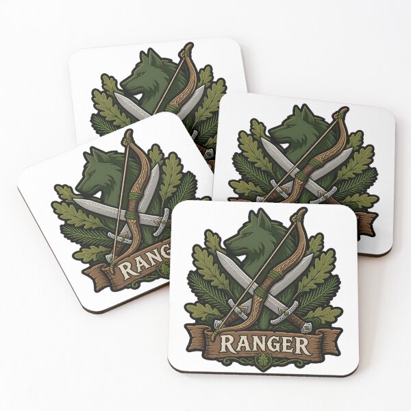 Item preview, Ranger Class Emblem Bow Arrow Swords Forest Paw RPG Sticker designed and sold by CleverRaccoon.