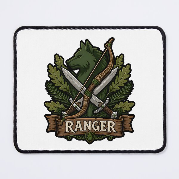 Item preview, Ranger Class Emblem Bow Arrow Swords Forest Paw RPG Sticker designed and sold by CleverRaccoon.