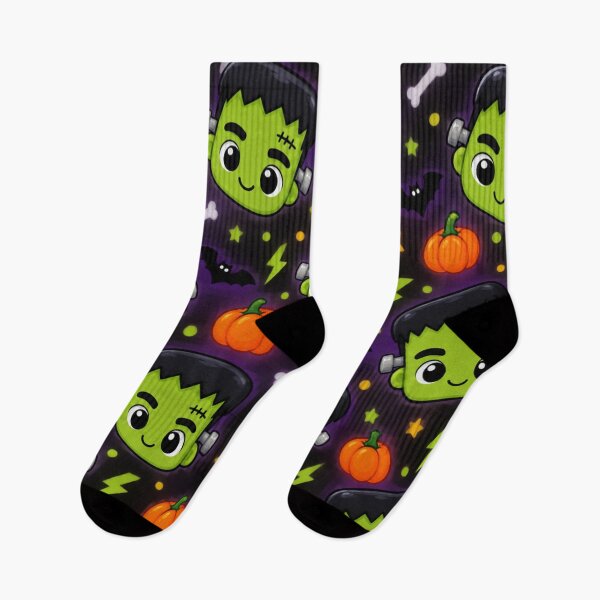 Item preview, Kawaii Frankenstein Halloween Pattern – Cute Monster, Pumpkins & Bats designed and sold by AvalonTshirts.