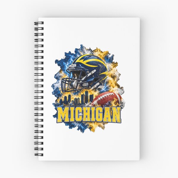 Item preview, Michigan Wolverines Football Helmet Detroit Skyline Fire And Smoke designed and sold by dartoffofo⭐⭐⭐⭐⭐.