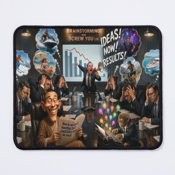 Item preview, Brainstorming Stressed Business People Thinking of Vacation designed and sold by The Brother Wu Collection.
