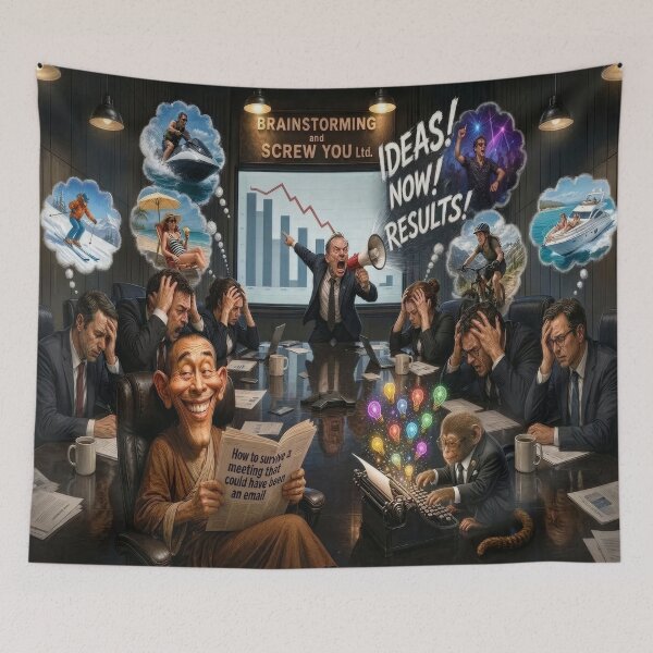 Item preview, Brainstorming Stressed Business People Thinking of Vacation designed and sold by The Brother Wu Collection.