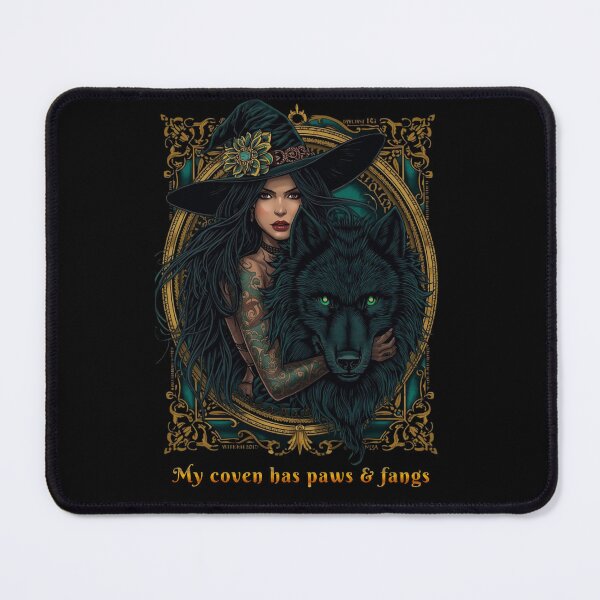 Item preview, My Coven Has Paws & Fangs – Witch and Wolf Gothic designed and sold by LixysTempo.