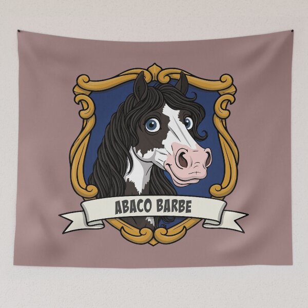Aperçu de l'œuvre La caricature du cheval Abaco Barbe dans un blason créée et vendue par Cheval-de-coeur.