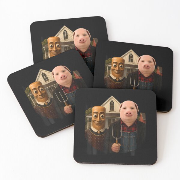 Item preview, John Pork American Gothic Funny Viral Meme Art Dank Brainrot designed and sold by Eat-Apples.