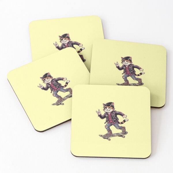 Item preview, Rocker Skater Cat – Urban and Rebellious Illustration designed and sold by FootprintofLove.