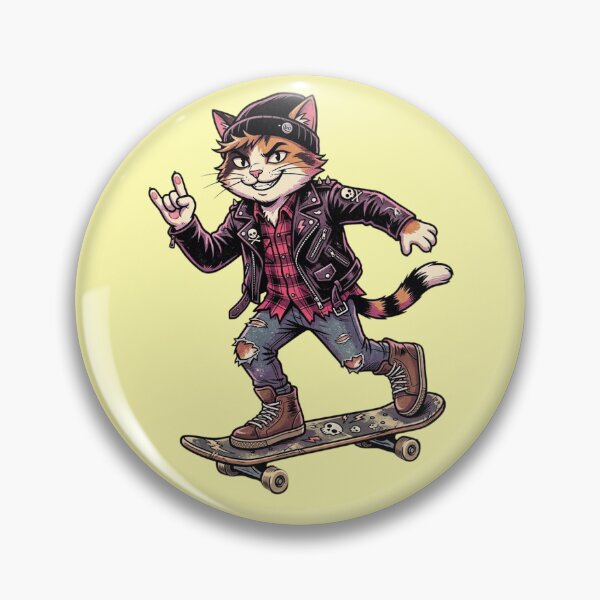 Item preview, Rocker Skater Cat – Urban and Rebellious Illustration designed and sold by FootprintofLove.