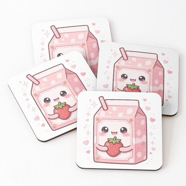 Item preview, Cute Strawberry Milk Carton Kawaii Sticker designed and sold by Kiralemon.